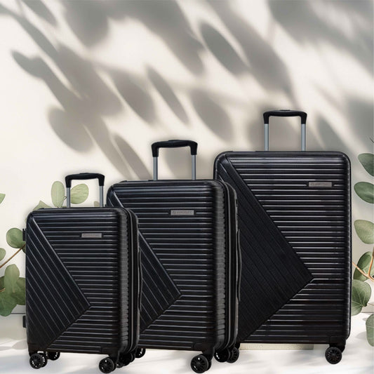 Black Suitcase Set 3 Piece 20"+24"+28" PP Material Waterproof